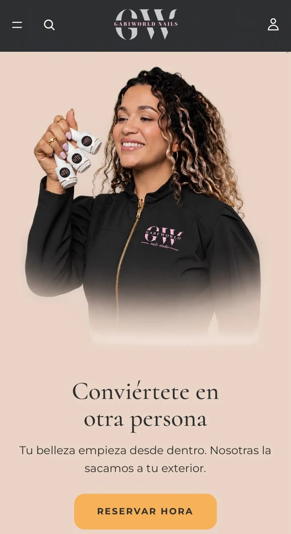 La web de GABIWORLD Nails en un celular