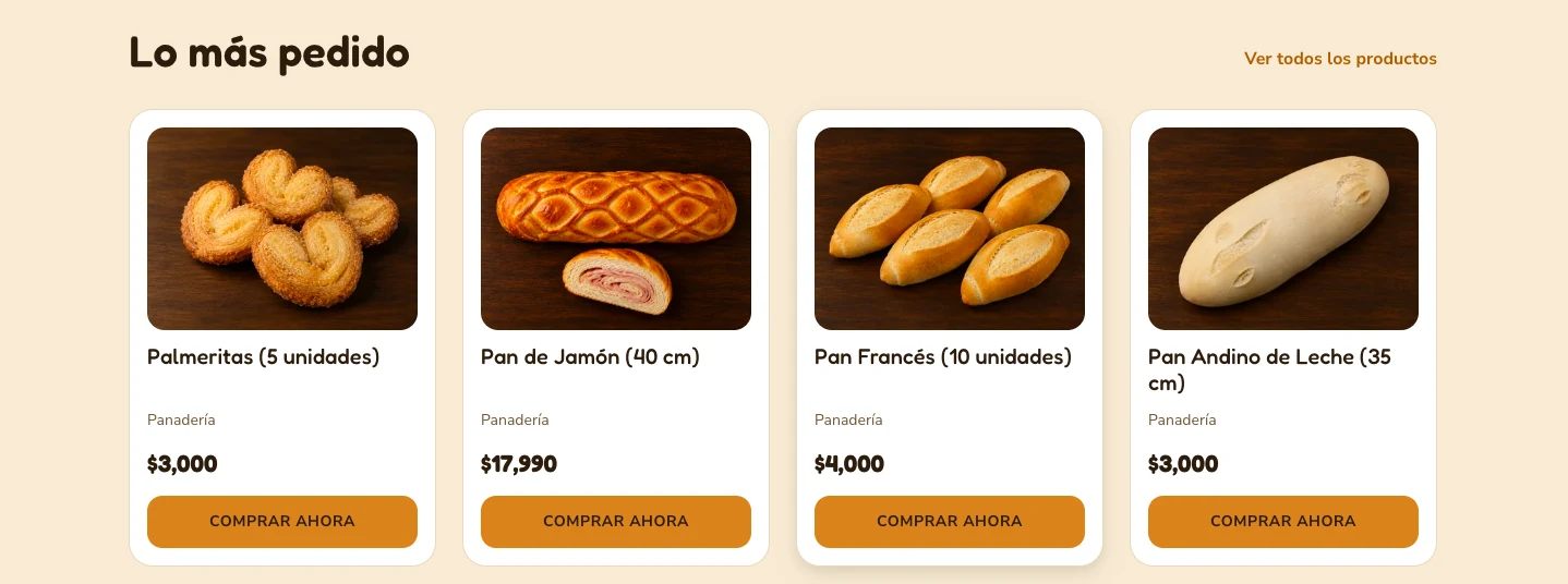 Sección Lo más pedido de Isla Pan
